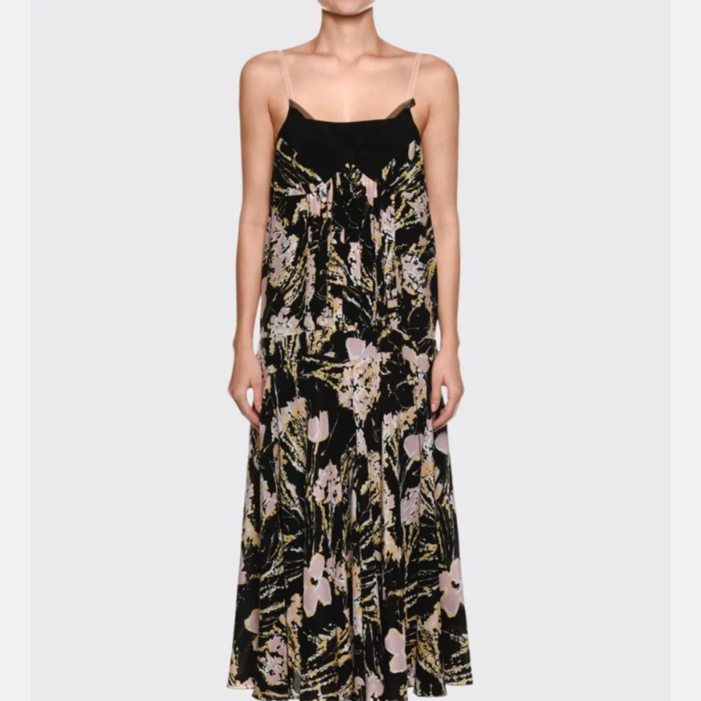 NO. 21 V-Neck Multicolored Silk Slip Dress